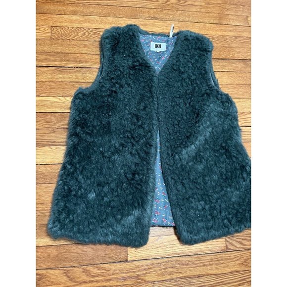 Laundry By Design Vest Women Sz L Faux Fur Open-Front Long Pile Emerald Green - Picture 2 of 8